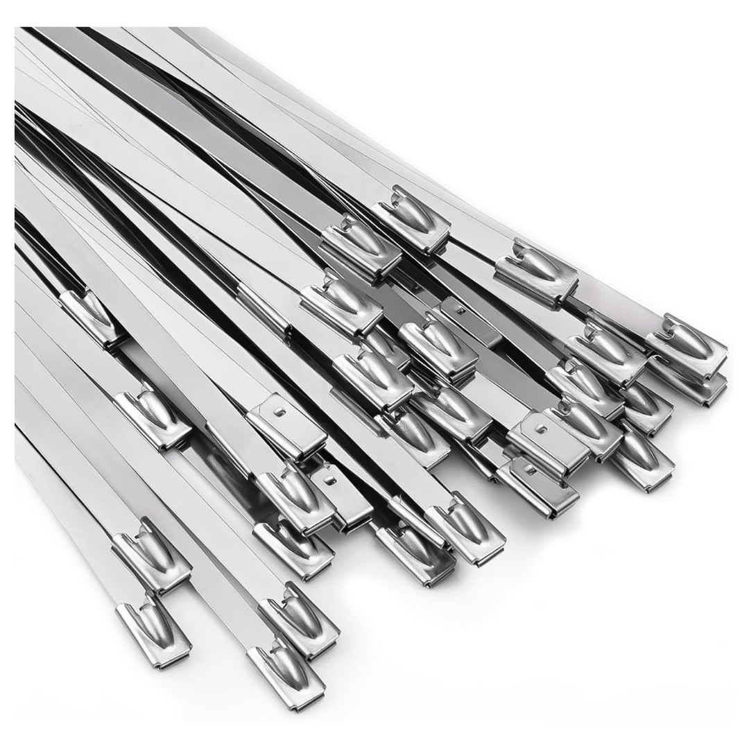 100-Pack 11.8" 304 Stainless Steel Self-locking Cable Ties