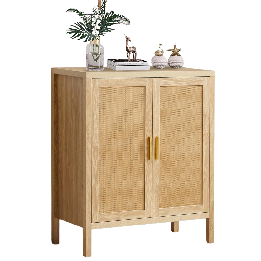 Mid Century Rattan Sideboard Cabinet with Storage