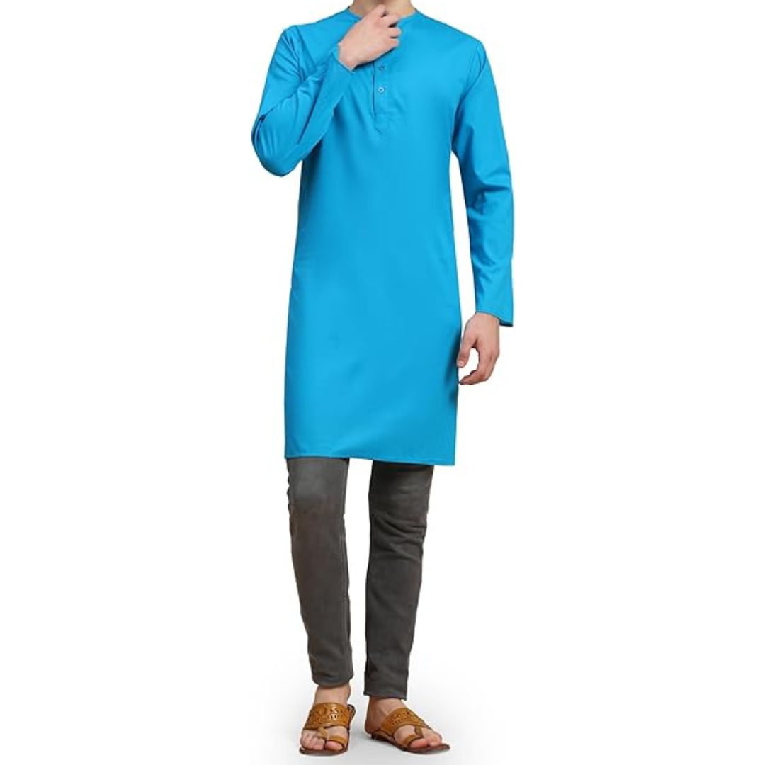 Men's Casual Cotton Solid Long Kurta