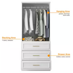 2-Combination White Wood 63.3" W 6-Door Big Armoires