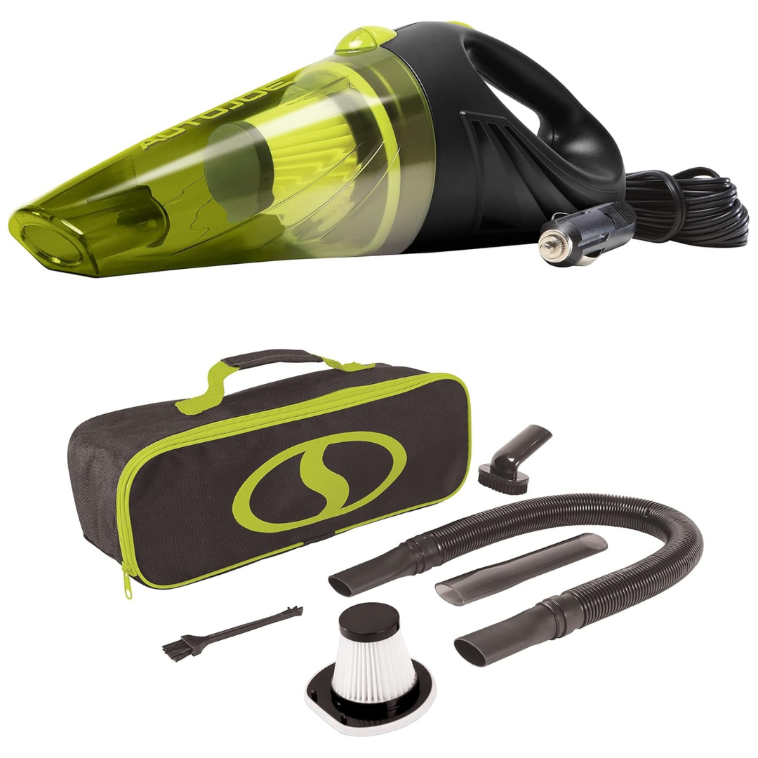 Auto Joe 12-Volt Portable Car Vacuum Cleaner W/16-Foot Cable, Interior Auto Detailing Accessory Kit