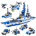 1169-Piece WishaLife 6in1 Military Police Battleship STEM Building Kit