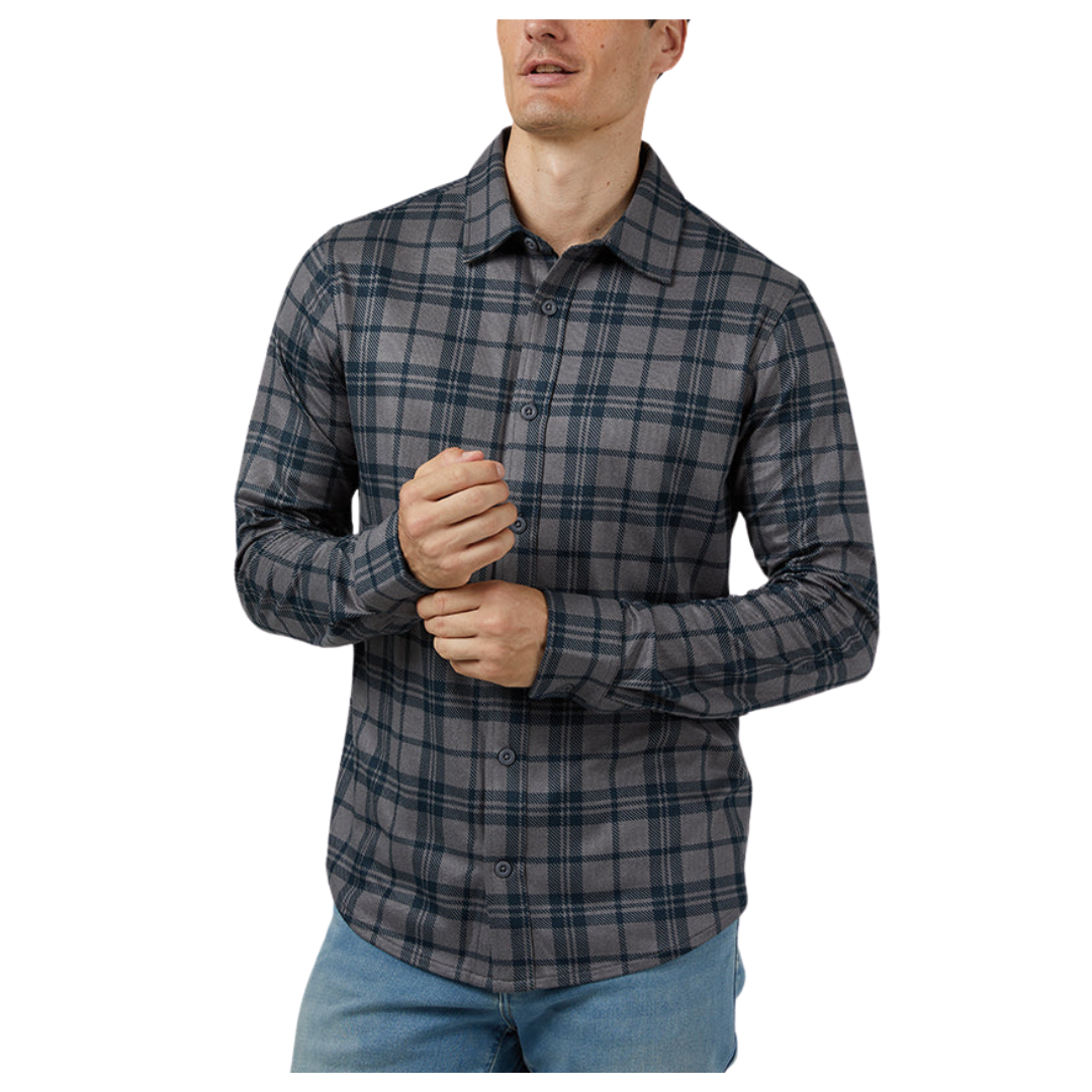 32 Degrees Men's Soft Stretch Knit Long Sleeve Button-up Shirts