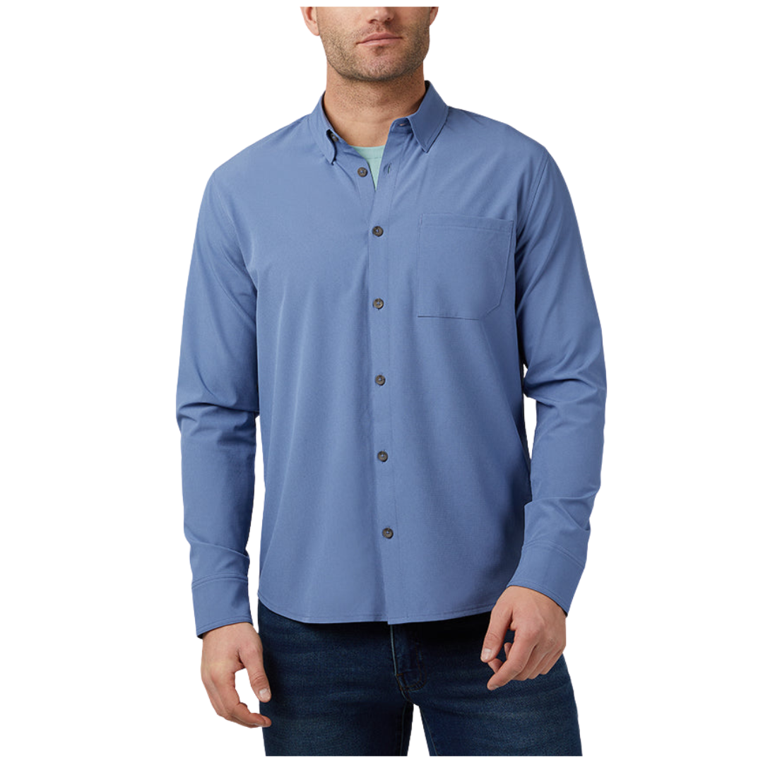 32 Degrees Men's Stretch Woven Long Sleeve Button Up Shirt (4 Colors)