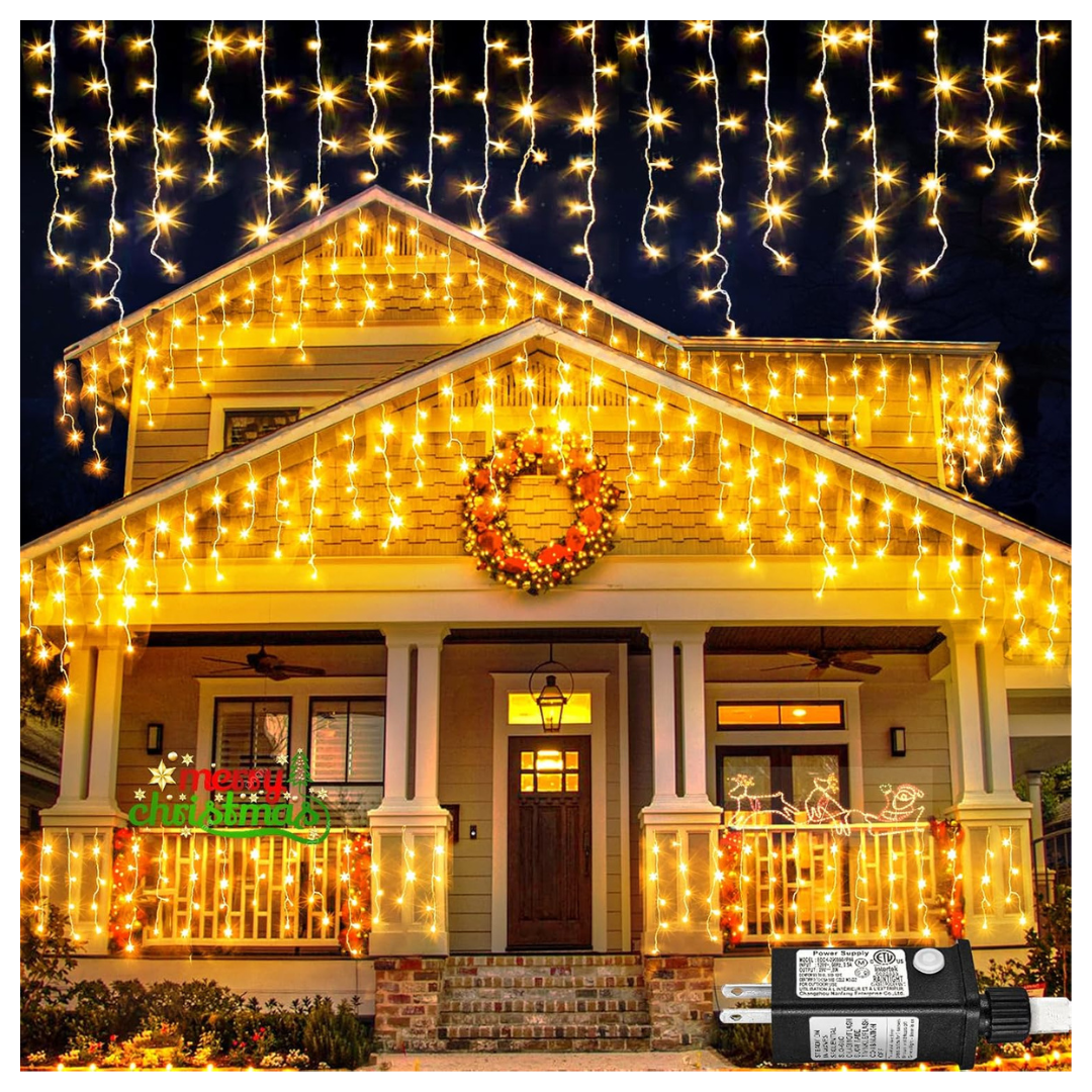 33ft 400 LED 8 Modes Hanging Dripping Icicle String Lights With 75 Drops