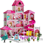 Doll House Girls Toys 4-Story 12 Rooms Playhouse With Accessories