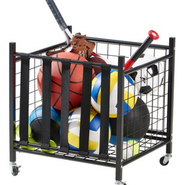 LUGO Rolling Steel Storage Cart With Elastic Straps & Locking Wheels