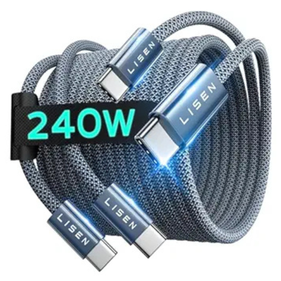 2-Pack 6.6ft LISEN 240W USB-C Fast Charging Cable