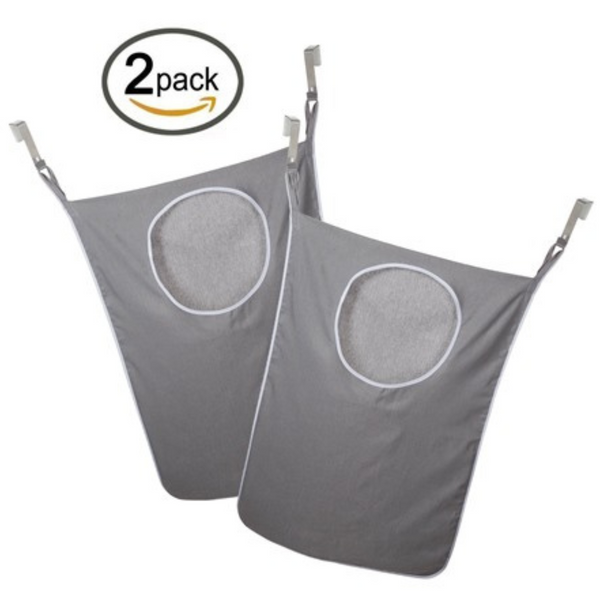 2-Pack LaundryMate Door-Hanging Laundry Hamper With Hooks