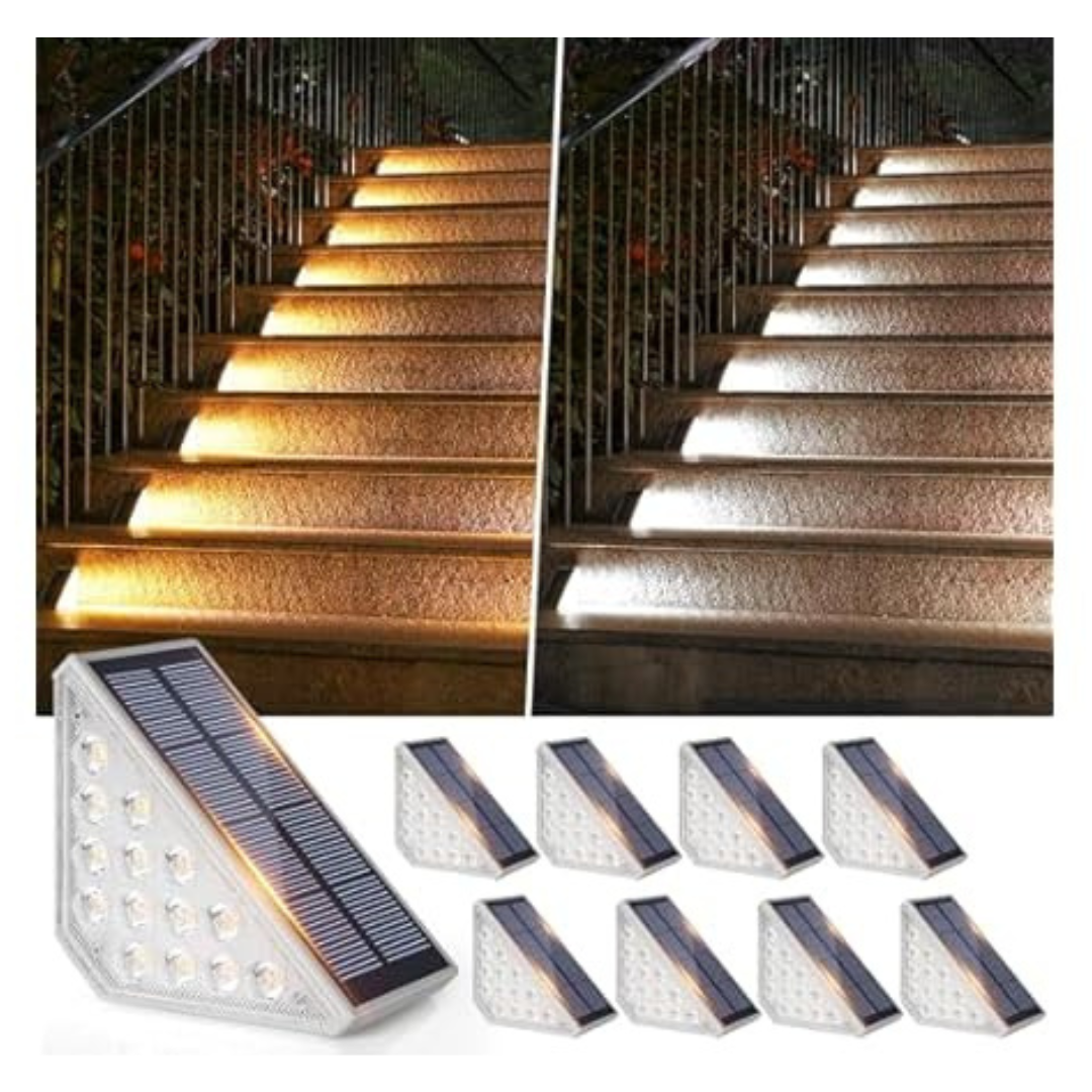 4-Pack Upgraded 2 Color LED Solar Powered Step Stair Lights