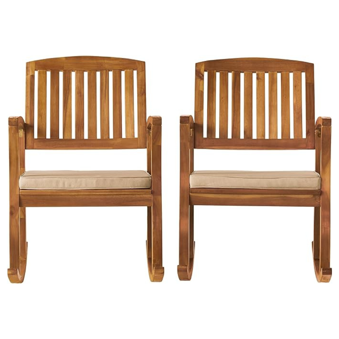 2-Piece Christopher Knight Home Selma Acacia Rocking Chairs