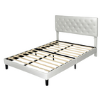Amolife Queen Faux Leather Upholstered Platform Bed Frame