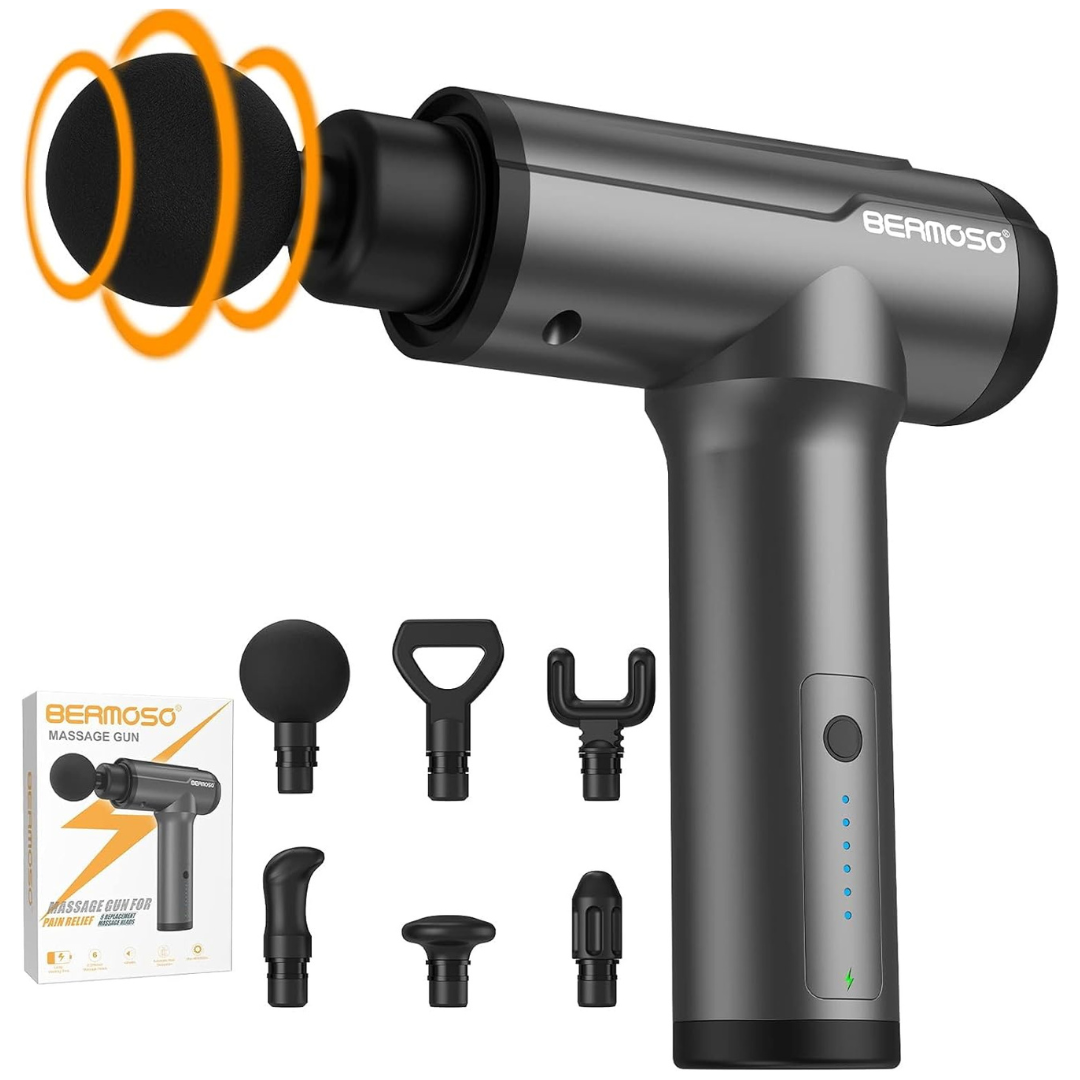 Deep Tissue Percussion Massage Gun with 6 Interchangeable Heads