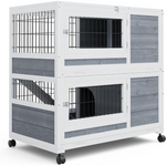 MoNiBloom 35.5" Wooden Rabbit Hutch with 2 Slide-Out Trays