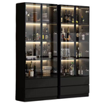 78.7" Black Wooden Accent Storage Cabinet with 2-Glass Doors