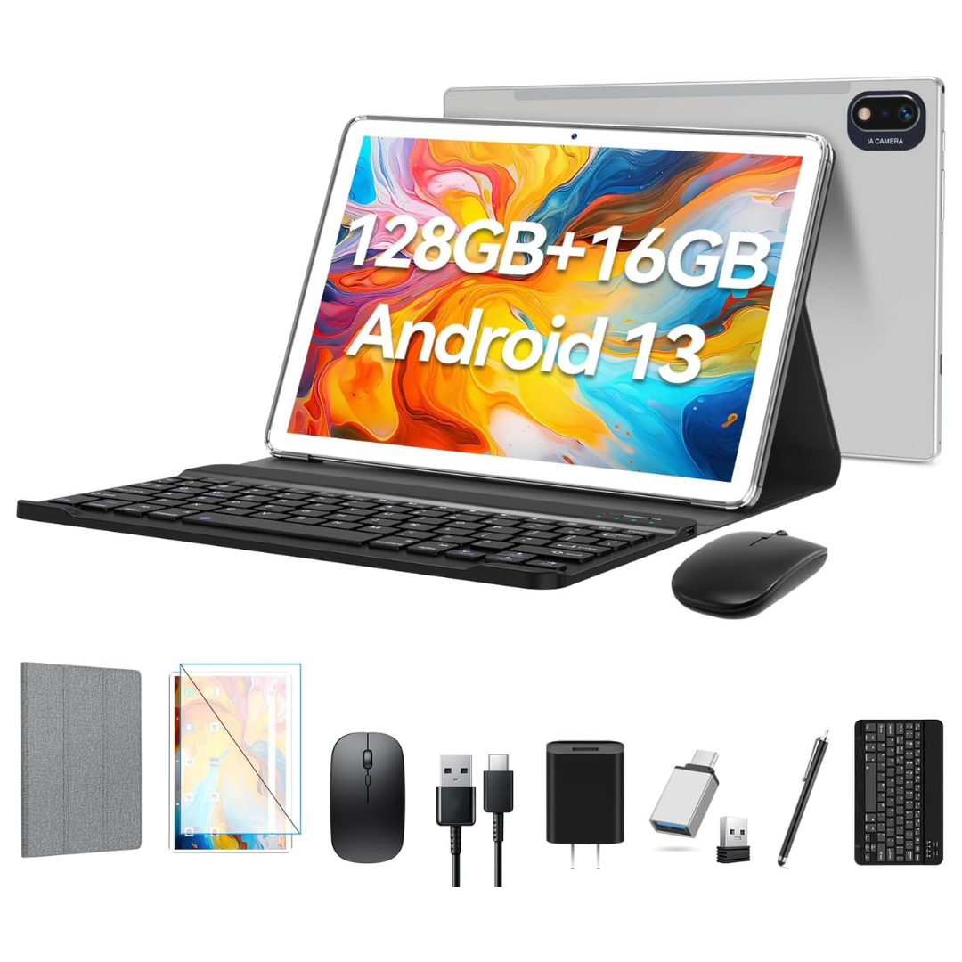 Kimlok 10.1" 128GB Wi-Fi Tablet with Keyboard, Mouse, Case