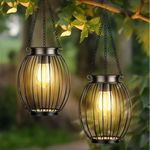 2-Pack VerRon Hanging Metal Solar Powered Lantern Lights w/Hook
