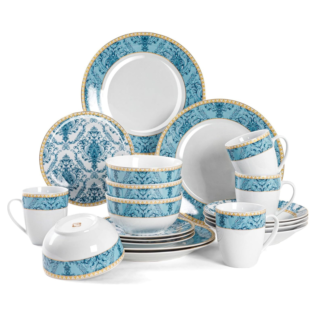 20-Piece Scratch Resistant Porcelain Dinnerware Set