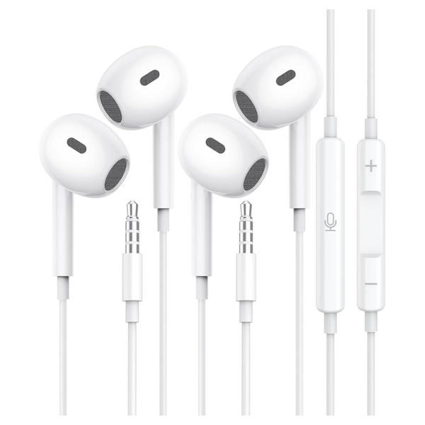 2-Pack MFi Certified HiFi Stereo 3.5mm Wired In Ear Headphones With Mic