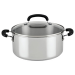 Farberware Brilliance Stainless Steel Dutch Oven/Casserole Pan With Glass Lid, 5 Quart