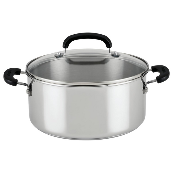 Farberware Brilliance Stainless Steel Dutch Oven/Casserole Pan With Glass Lid, 5 Quart