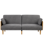 Better Homes & Gardens 73″ Reading Futon, Natural Rubber Wood Legs & Arms, Grey Linen Fabric