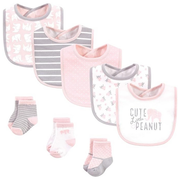 Hudson Baby Unisex BabyCotton Bib And Sock Set