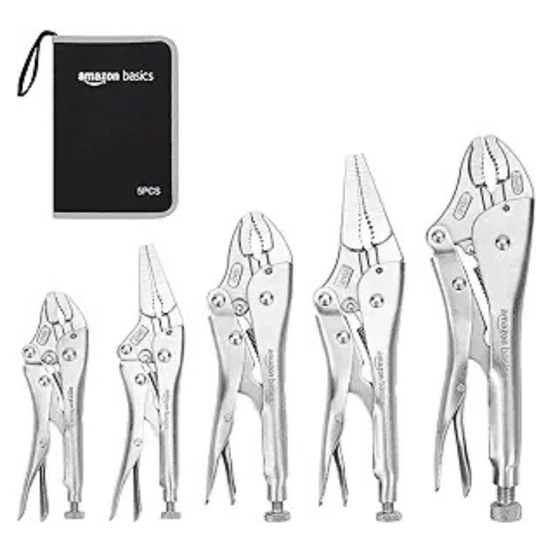 5-Piece Amazon Basics CR-V Locking Pliers And Wire Cutters Set