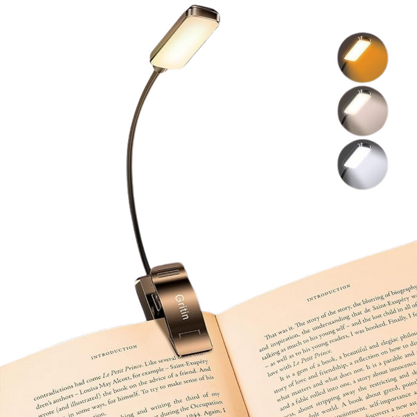 Gritin 9 LED Rechargeable Book Light With Eye Caring 3 Color Temperatures