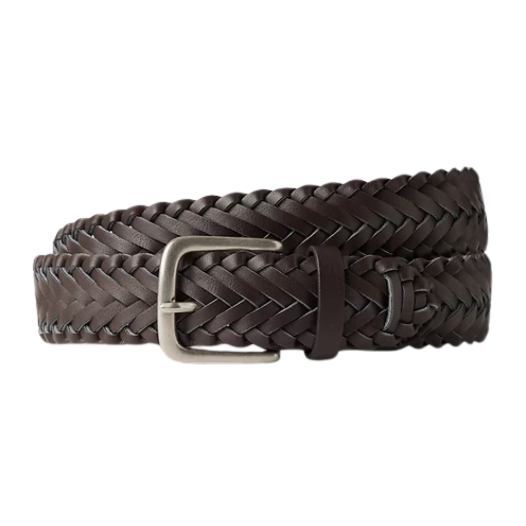 Gap Factory Men's Braided Vegan-Leather Belt (Dark Brown)