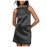 GAP Women's Satin Square-Neck Bow Top (True Black)