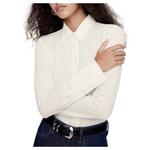 Banana Republic Women's Essential Long-Sleeve Polo (White)