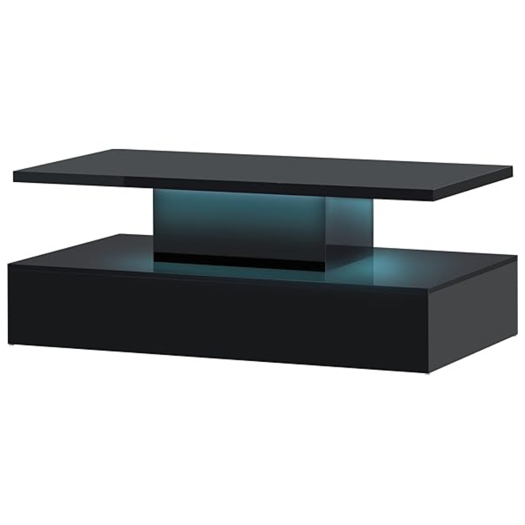 47" SPOFLYINN Living Room Coffee Table Media Console With LED Lights