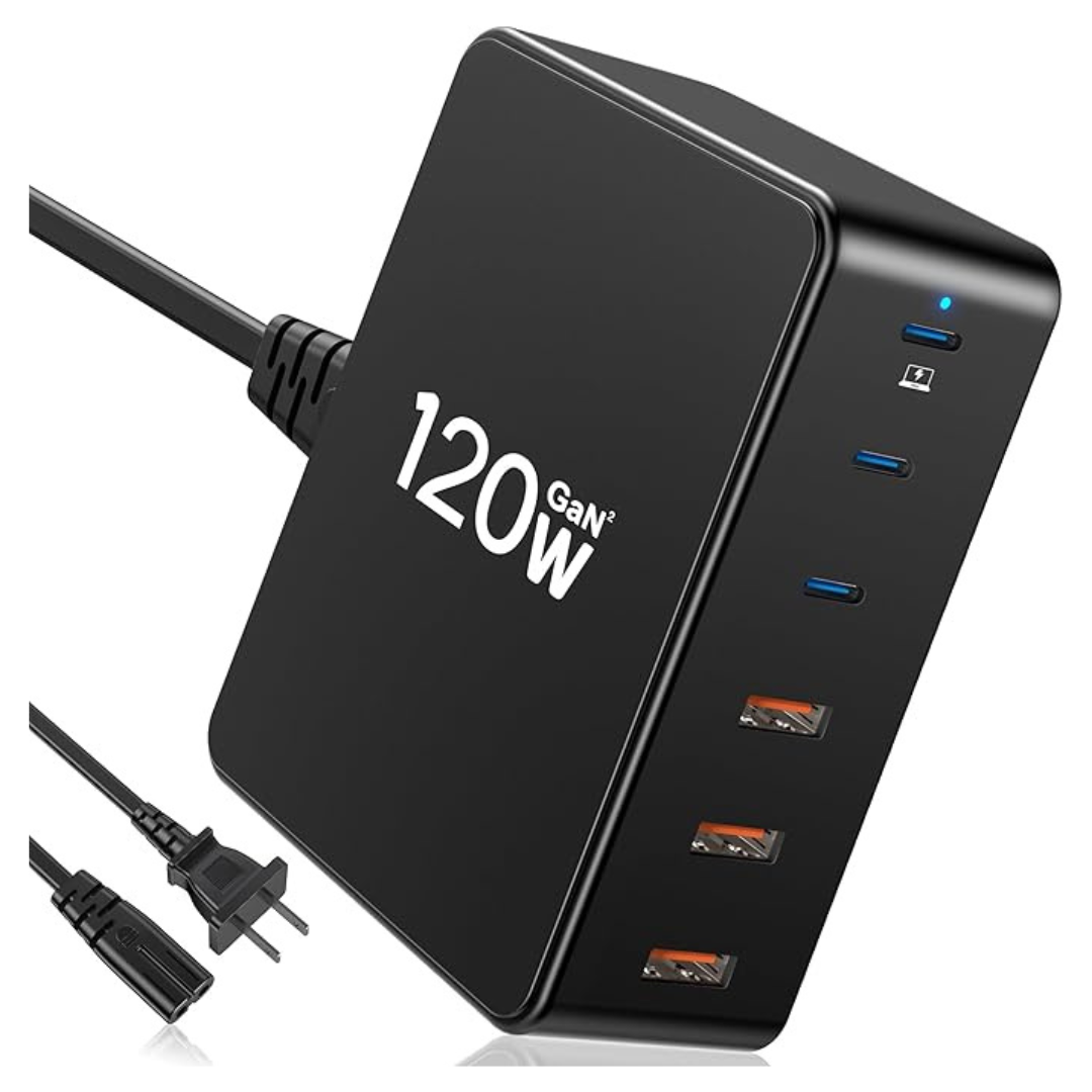 120W 6 Port USB Charging Station With 3 USB-C And 3 USB-A