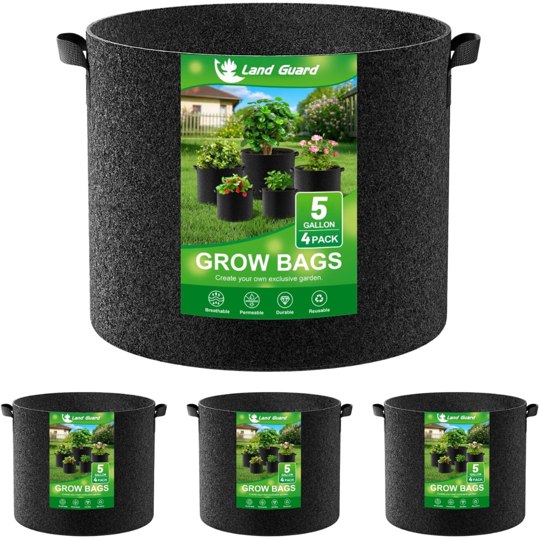 4-Pack Land Guard 5 Gallon Fabric Grow Bags