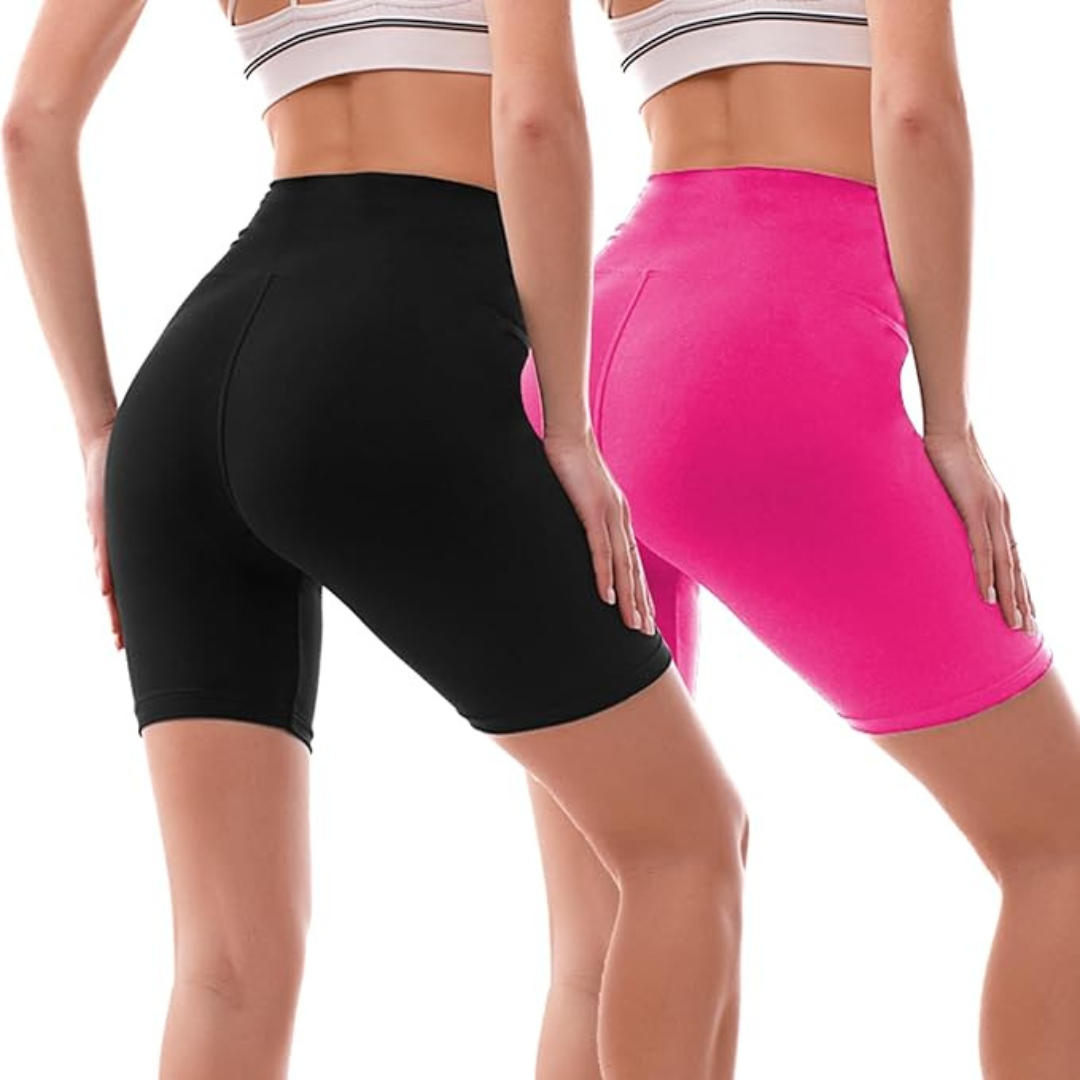 2-Pack Women's High Waisted Yoga Running Workout Spandex Shorts