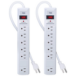 2-Pack 6-Outlet 6-Ft Cord 1200 Joules Power Strip Surge Protector
