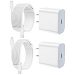 2-Pack 20W Wall Charger Adapter w/ 6 &10-Ft USB-C to Lightning Cable