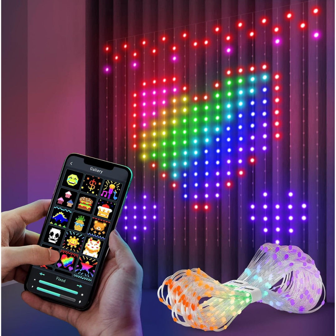LED Smart Curtain Light with App (6.6 x 6.6ft 400RGB)