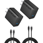 2-Pack Anker 20W 2-Port USB Wall Chargers w/ 2-Pack 5' USB-C Cables