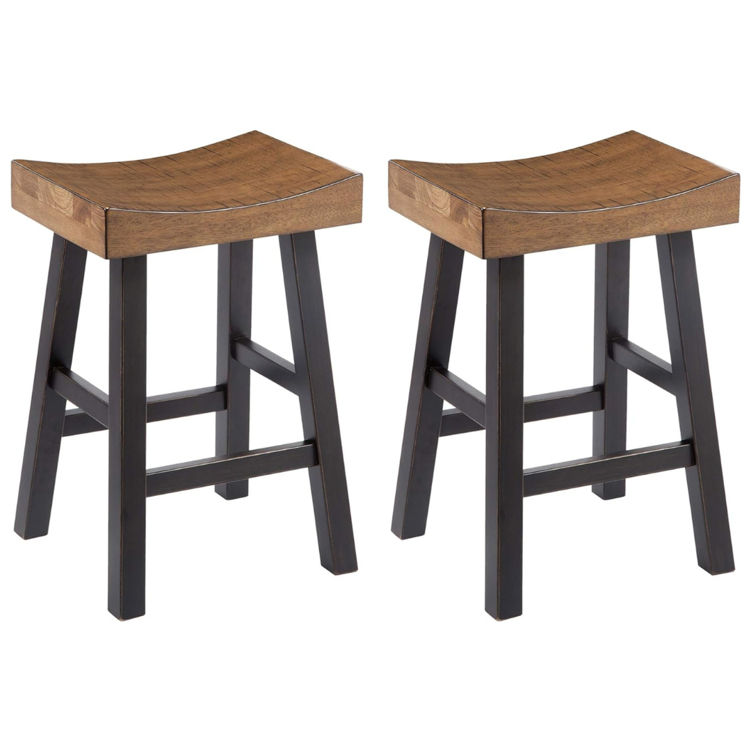 Signature Design By Ashley Glosco Farmhouse 25.5″ Counter Height Saddle Barstools, Set Of 2