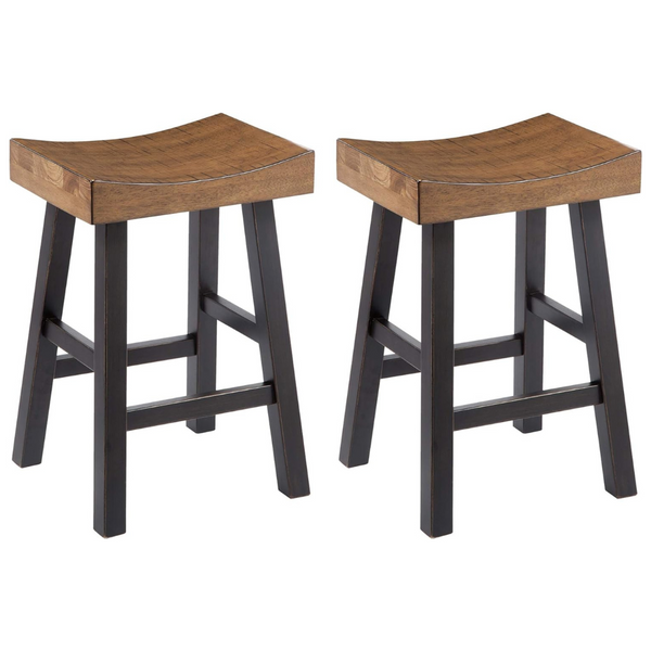 Signature Design By Ashley Glosco Farmhouse 25.5″ Counter Height Saddle Barstools, Set Of 2