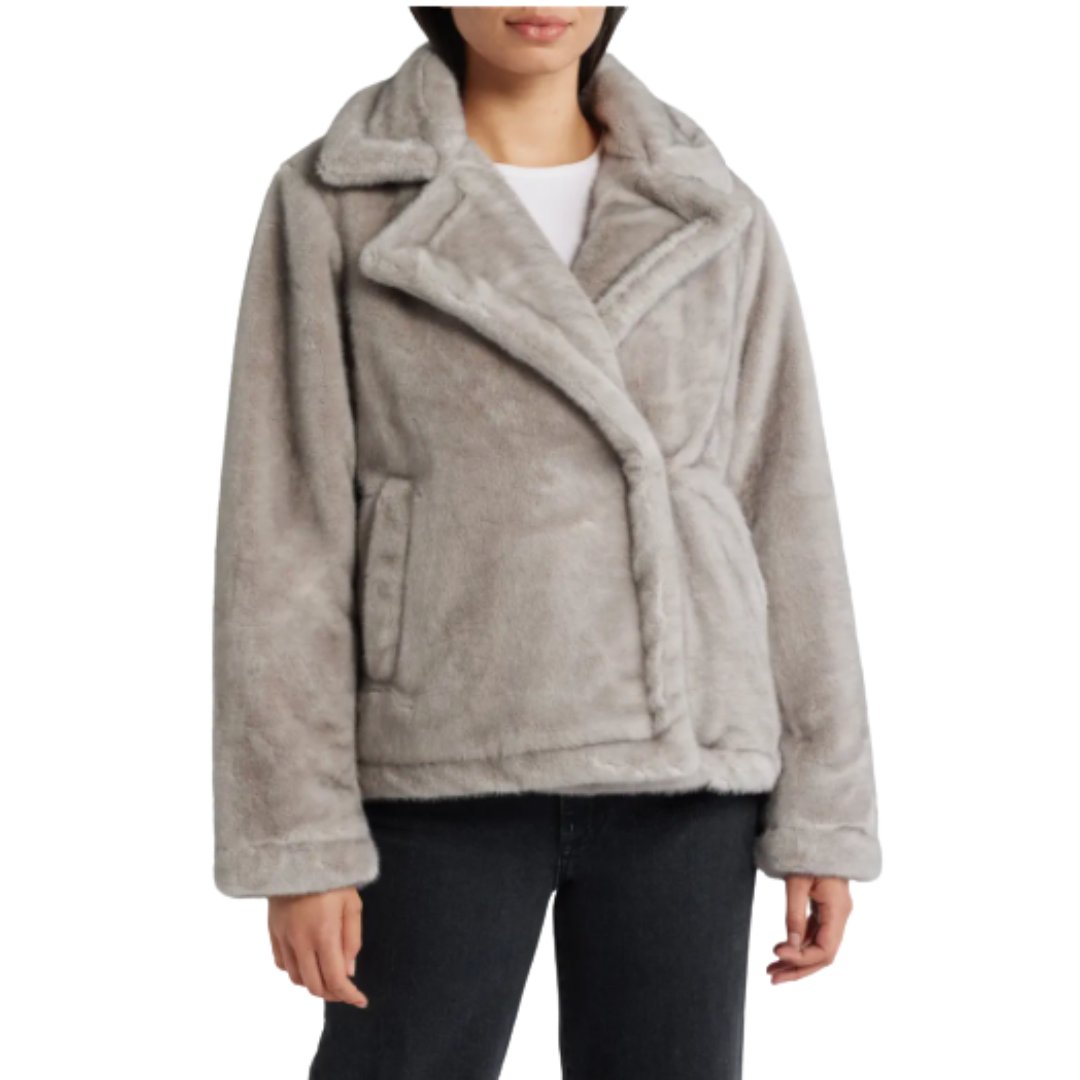 Sam Edelman Notched Lapel Faux Fur Jacket