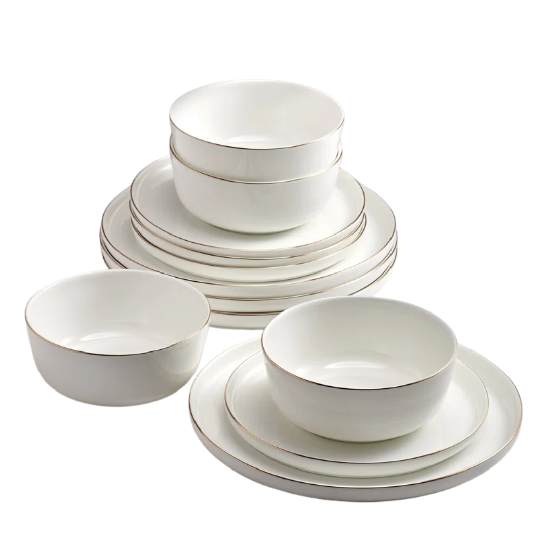 12-Piece Mikasa Samantha Gold Bone China Chip Resistant Dinnerware Set