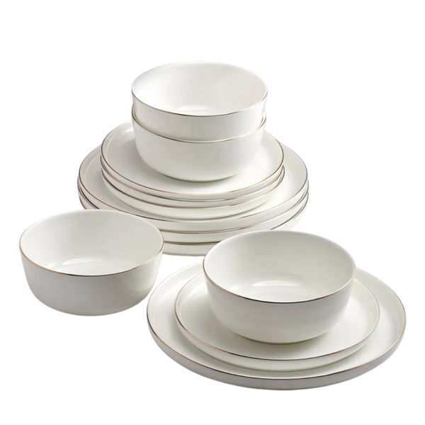 12-Piece Mikasa Samantha Gold Bone China Chip Resistant Dinnerware Set