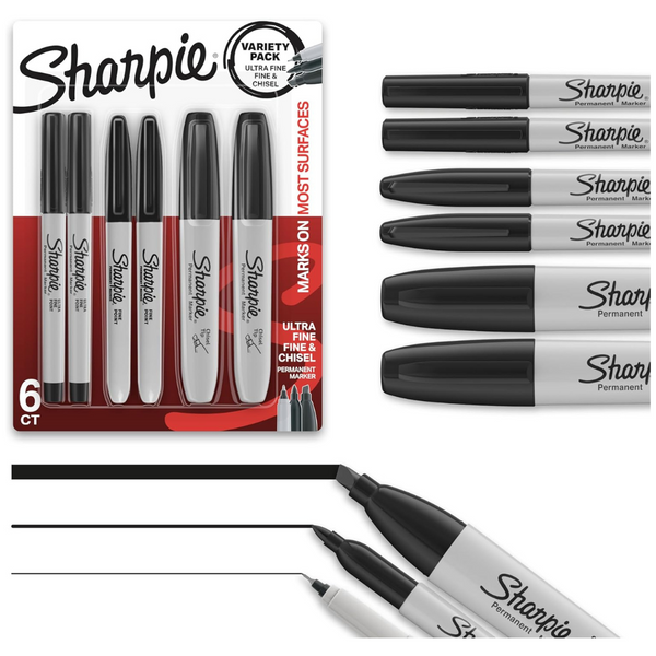 6-Count Sharpie Fine/Ultra-Fine/Chisel-Point Permanent Markers