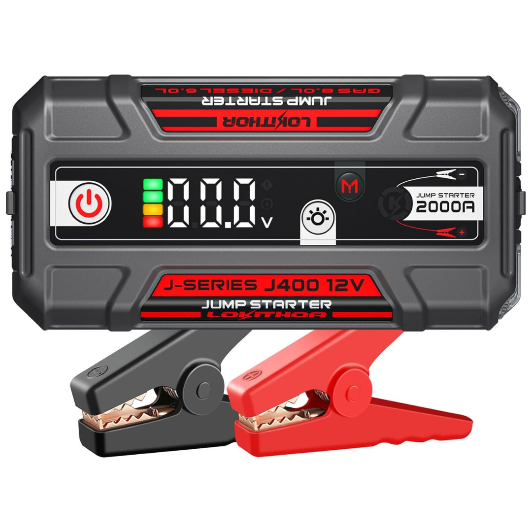 Lokithor J400R 2000A 12V Car Jump Starter With Jumper Cables