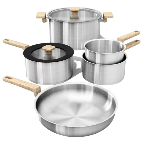 7-Piece Carote Stainless Steel Cookware Pots & Pans Set W/ Glass Lids