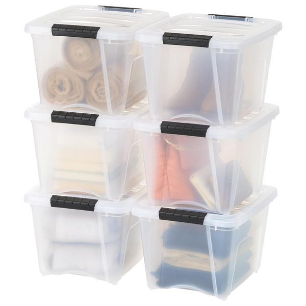 6-Pack IRIS USA 19 Qt Stackable Plastic Storage Bins