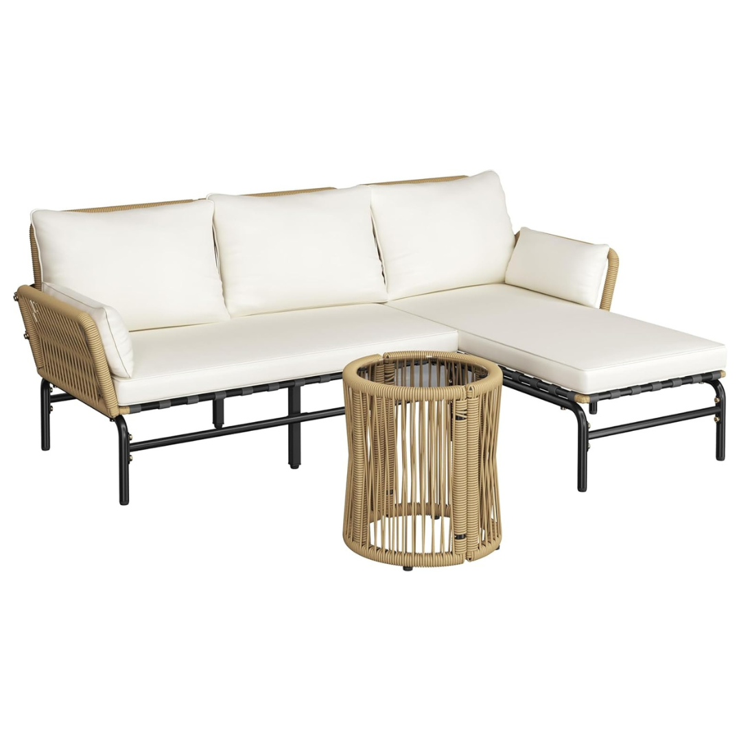 3-Piece L-Shaped Conversation Sofa Set
